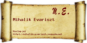 Mihalik Evariszt névjegykártya